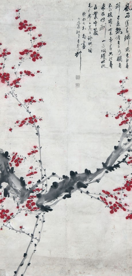葛介屏  梅花鏡片 134×65CM