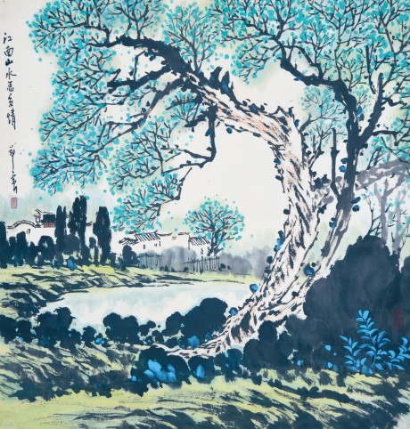鄭正  山水立軸 61×59CM
